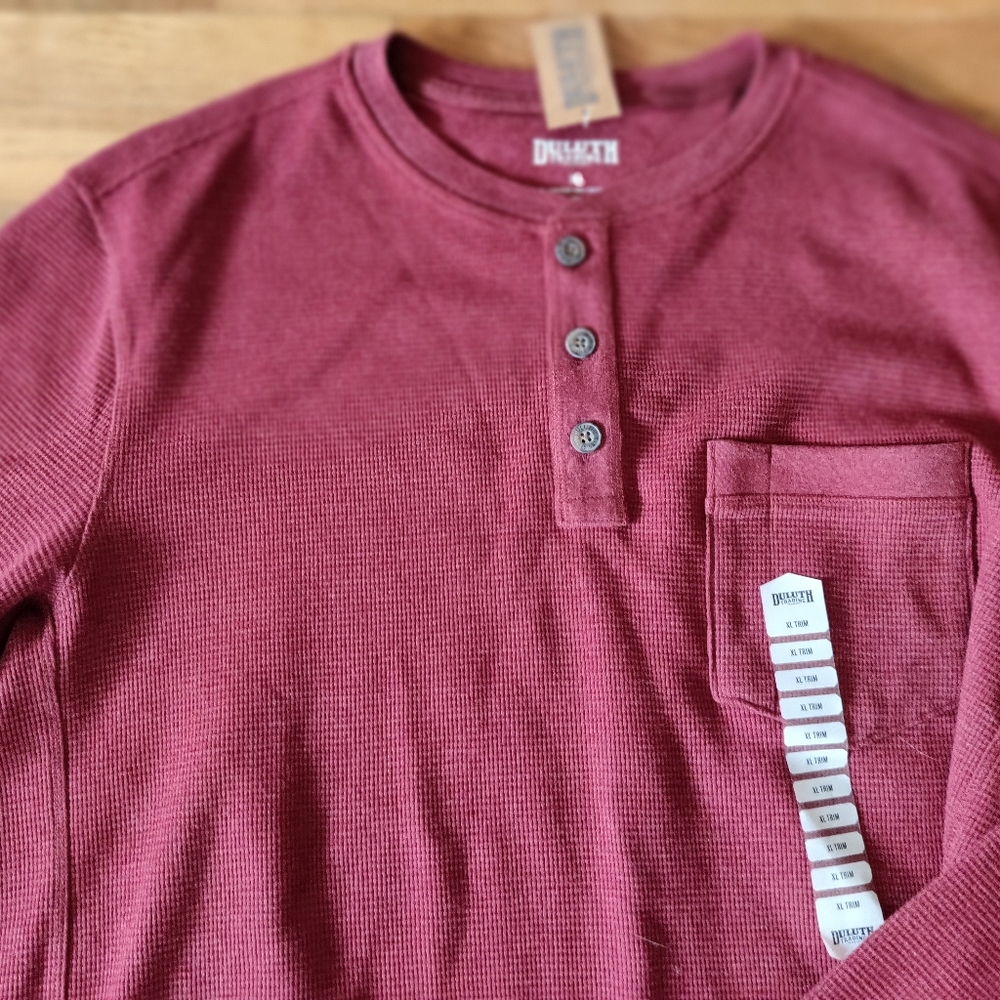 NWT Duluth Trading Co. Burgundy Henley Shirt